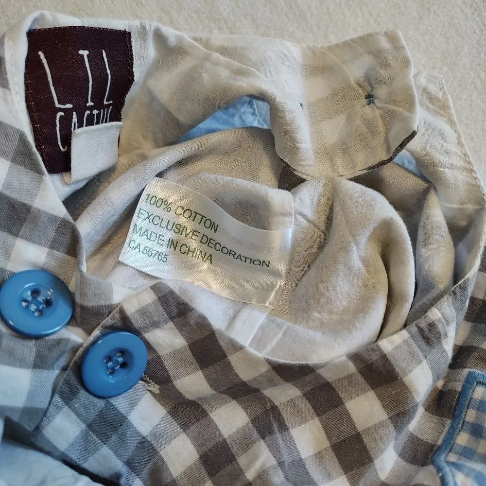 Lil Cactus Boys My First Easter Gingham Jon Jon Outfit Size 3-6 Months EUC - Picture 4 of 5